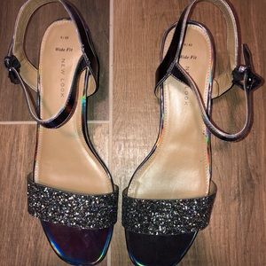 ASOS open toe holographic kitten heels